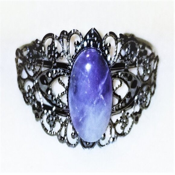 Handmade Jewelry - Amethyst Filigree Cuff Bracelet